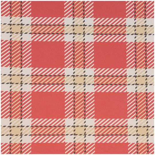 JAM Paper Red Plaid Kraft Gift Wrap